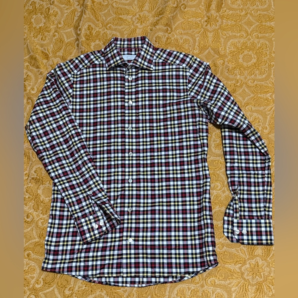 Eton Men's Multicolor Checkered Shirt sz 15